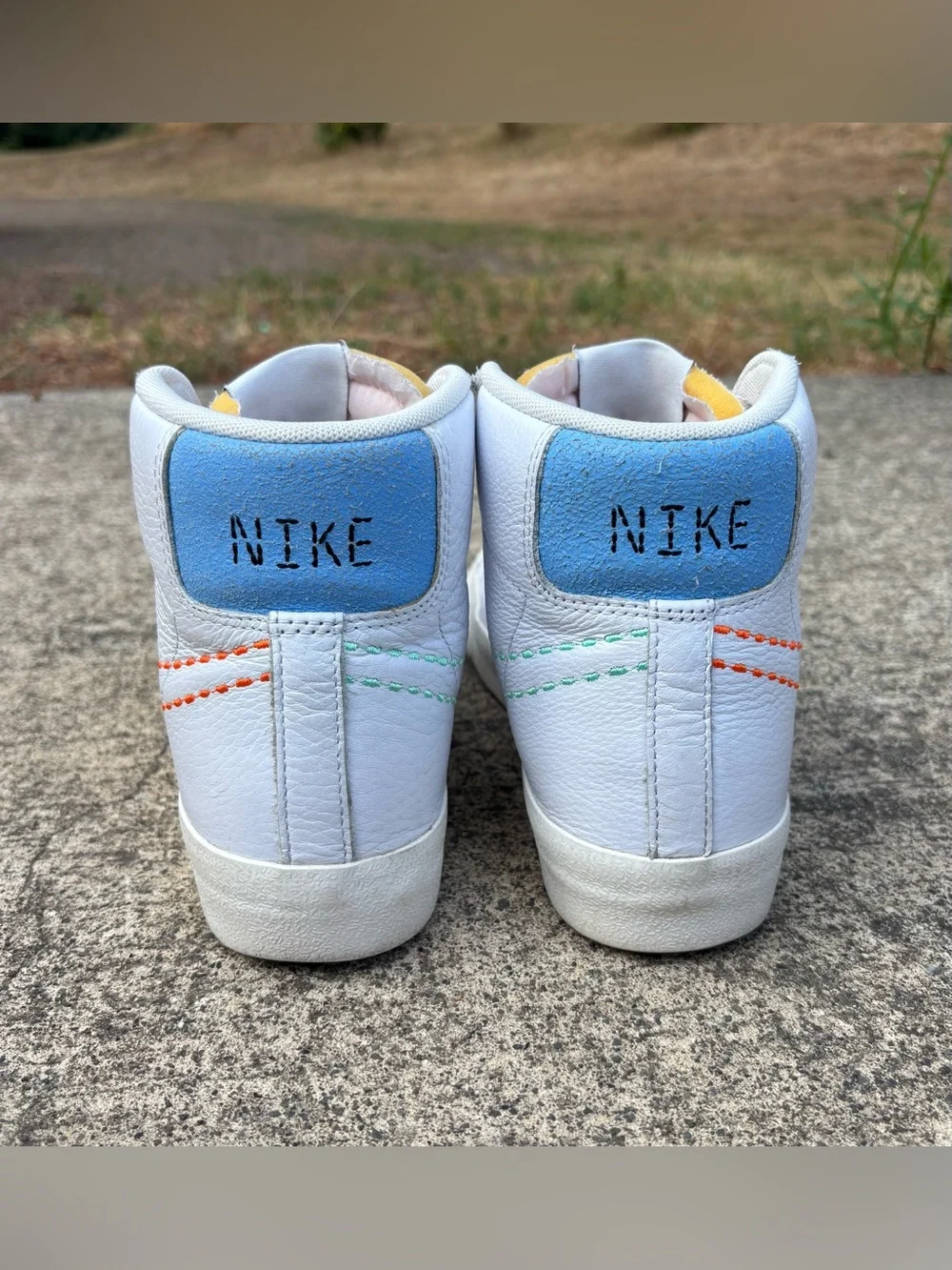 Nike Blazer Mid 77 Vintage Nike 101 White Multi Stitch Sneakers 8.5